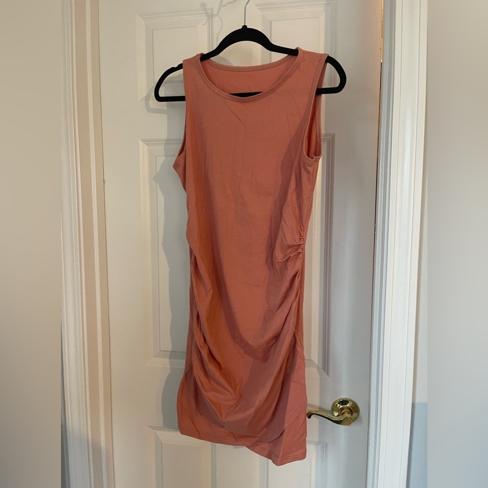 Tank dress with side roushing